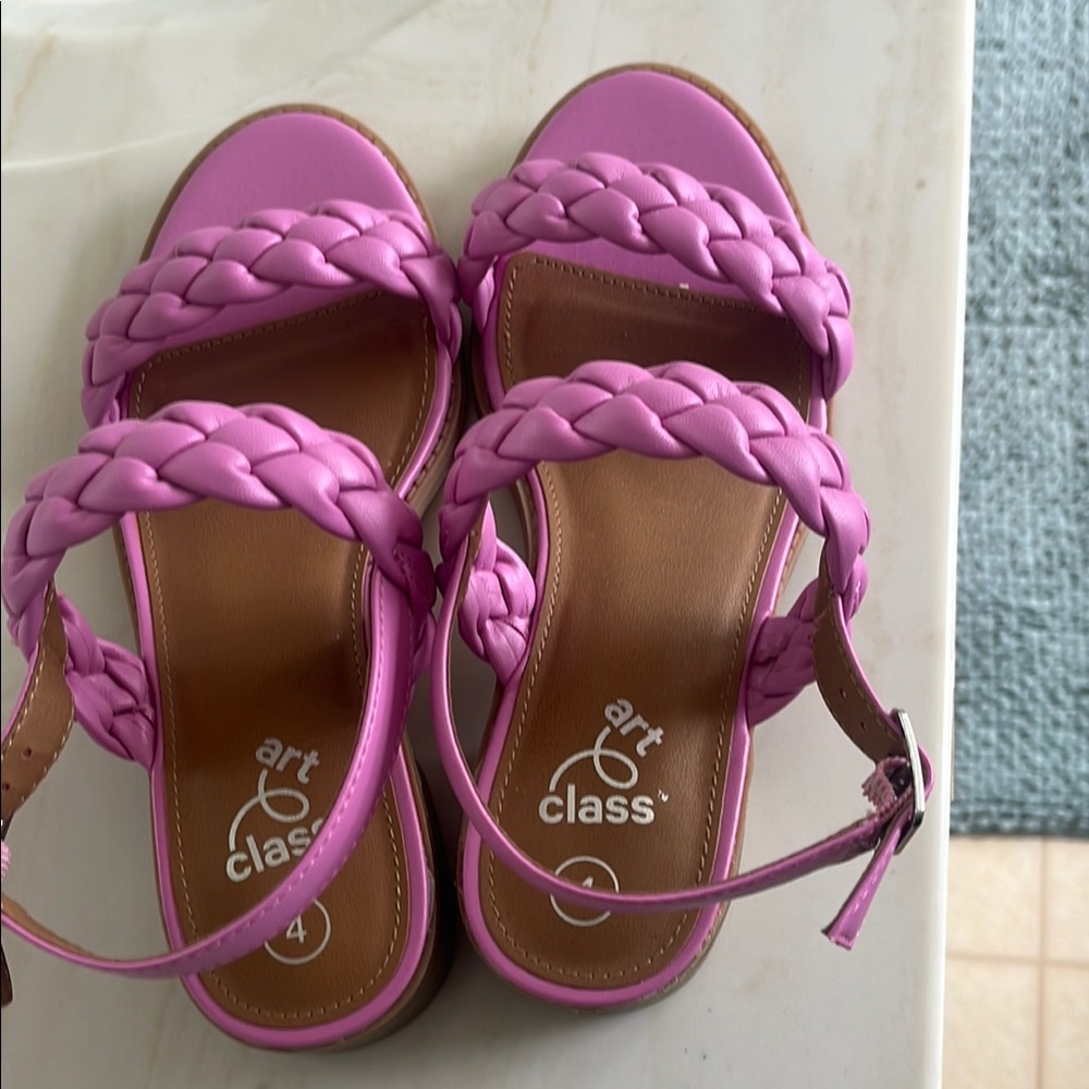 Art Class Pink Sandals with Ribbon Details